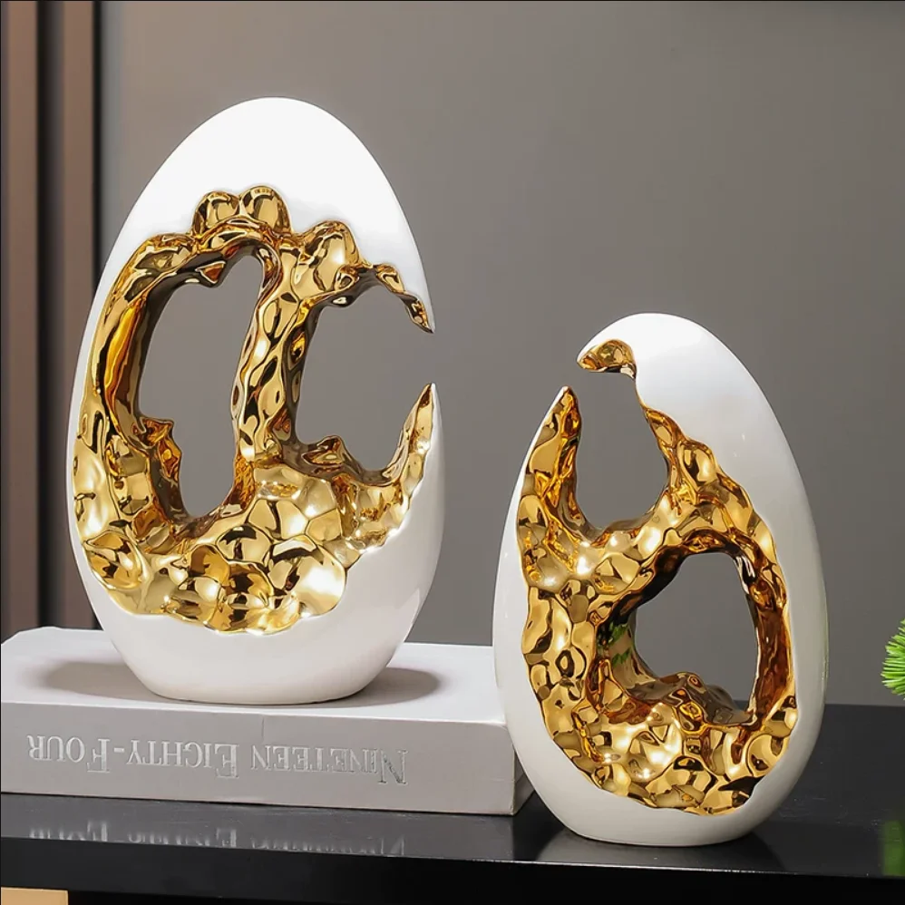

New Chinese Creative Fish Egg Ceramic Accessories Office Cafe Table Furnishing Home Livingroom Cabinet Statue Items Decoration