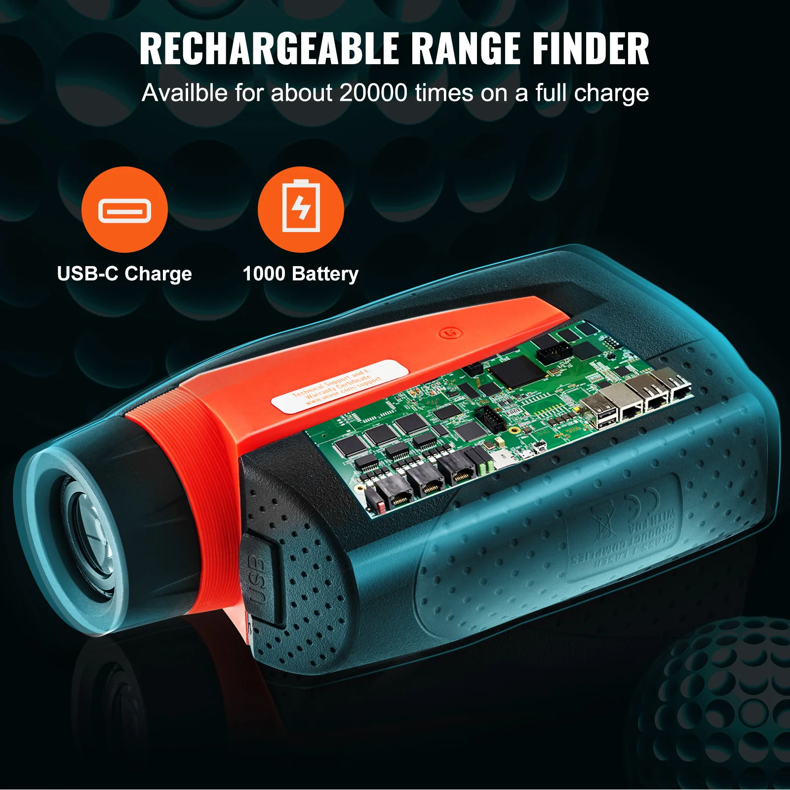 VEVOR Télémètre Chasse/Golf 1183 m Télémètre Laser Rechargeable Précision ±1 m Grossissement 6X Viseur 22 mm avec Support Magnétique Compensation de Pente Verrouillage du Drapeau pour Golf Golfeur