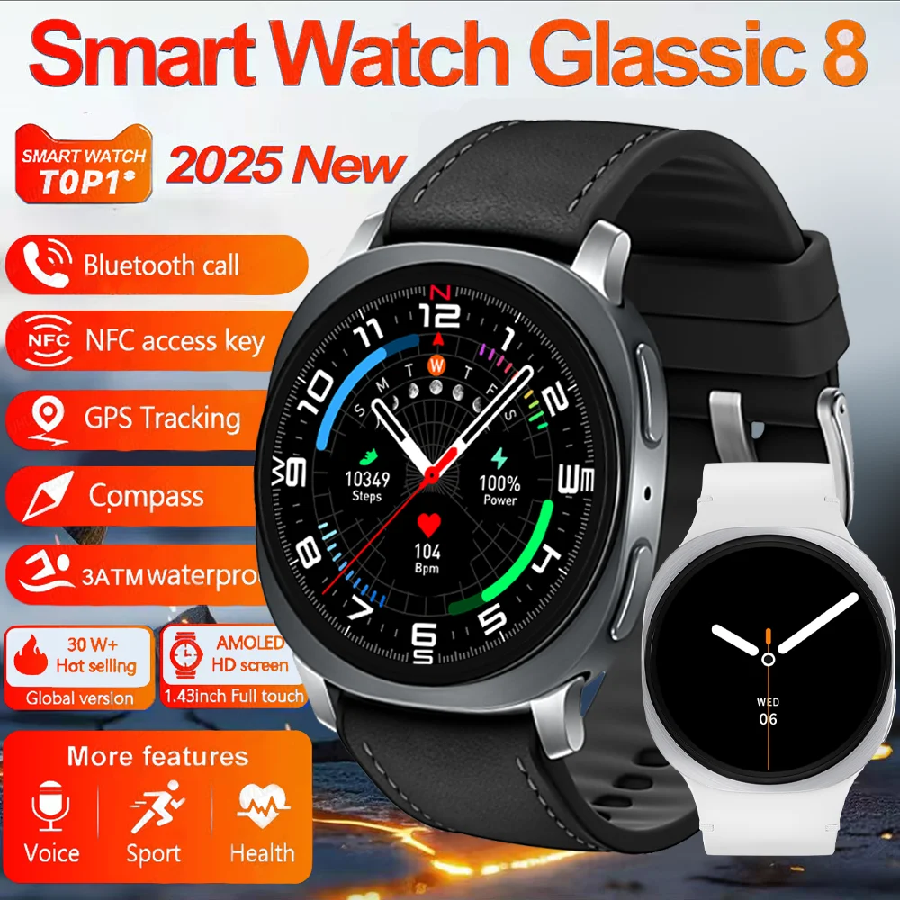 

100% Original Smart Watches 8 Mini Smart Watch Men GPS NFC Bluetooth Call 1.29 AMOLED Fitness Sport Tracker Health Smart Watches