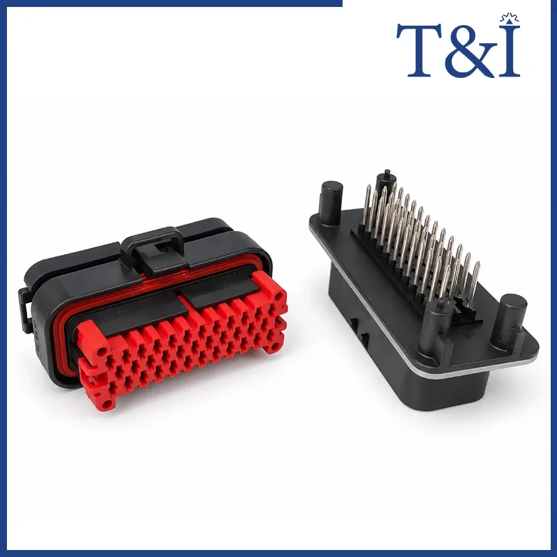 35 Pin Auto ECU Connector Options Female Connector or 90/180 Degree Male PCB Plug, Tail Sheath for Automotive Wiring Harness