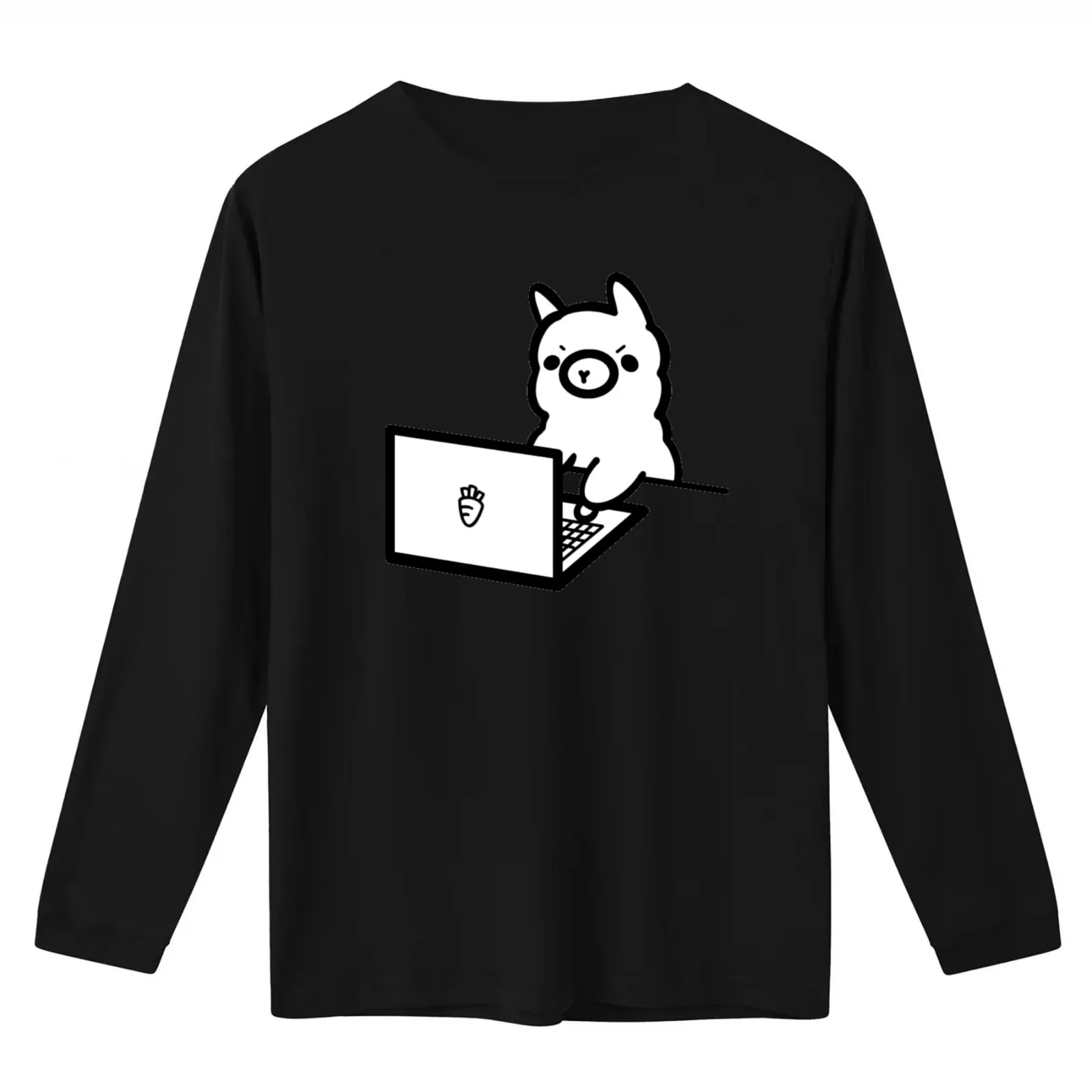 Ollama Open Source AI Logo On Laptop T-Shirt Summer Casual Cotton Tee Oversized Streetwear Tops Vintage Graphic Print
