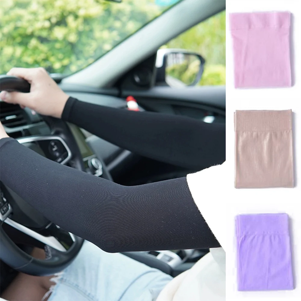 Unisex Summer Sunscreen Ice Silk Arm Sleeves Outdoor Sport Cycling Driving UV Protect Long Fingerless Elbow Cover Sleeves