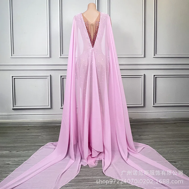 Vestido de renda fino e fino com cauda de peixe em v profundo, vestido de palco para boate, drag queen, tapete vermelho, vestido de performance de palco