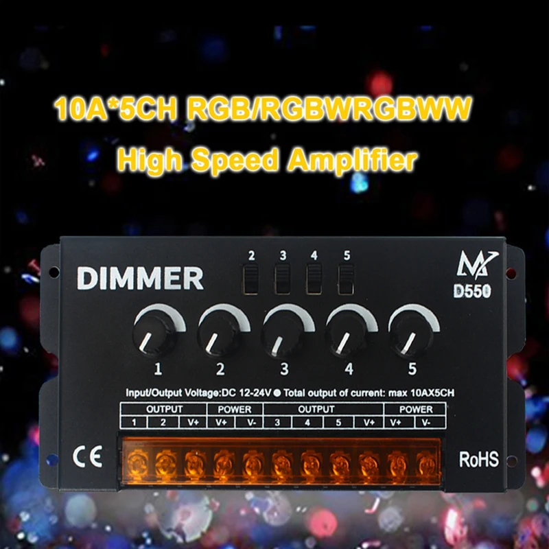 RGBW RGBWW LED Dimmer Controller DC5-24V D550 10A X 5CH For 5050 RGBW RGBWW LED Strip Light