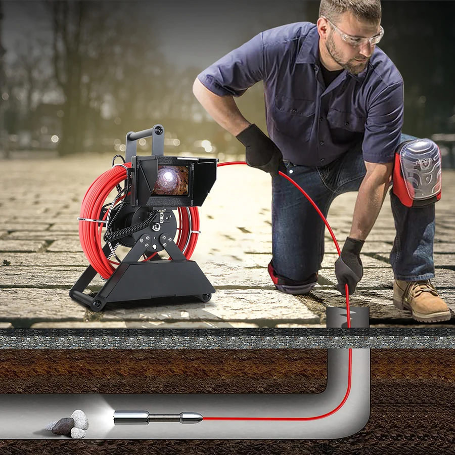 Sewer Pipe Inspection 4.3″ IPS color monitor with TF Card DVR Sewer Drain Industrial Endoscope Maintenance detector
