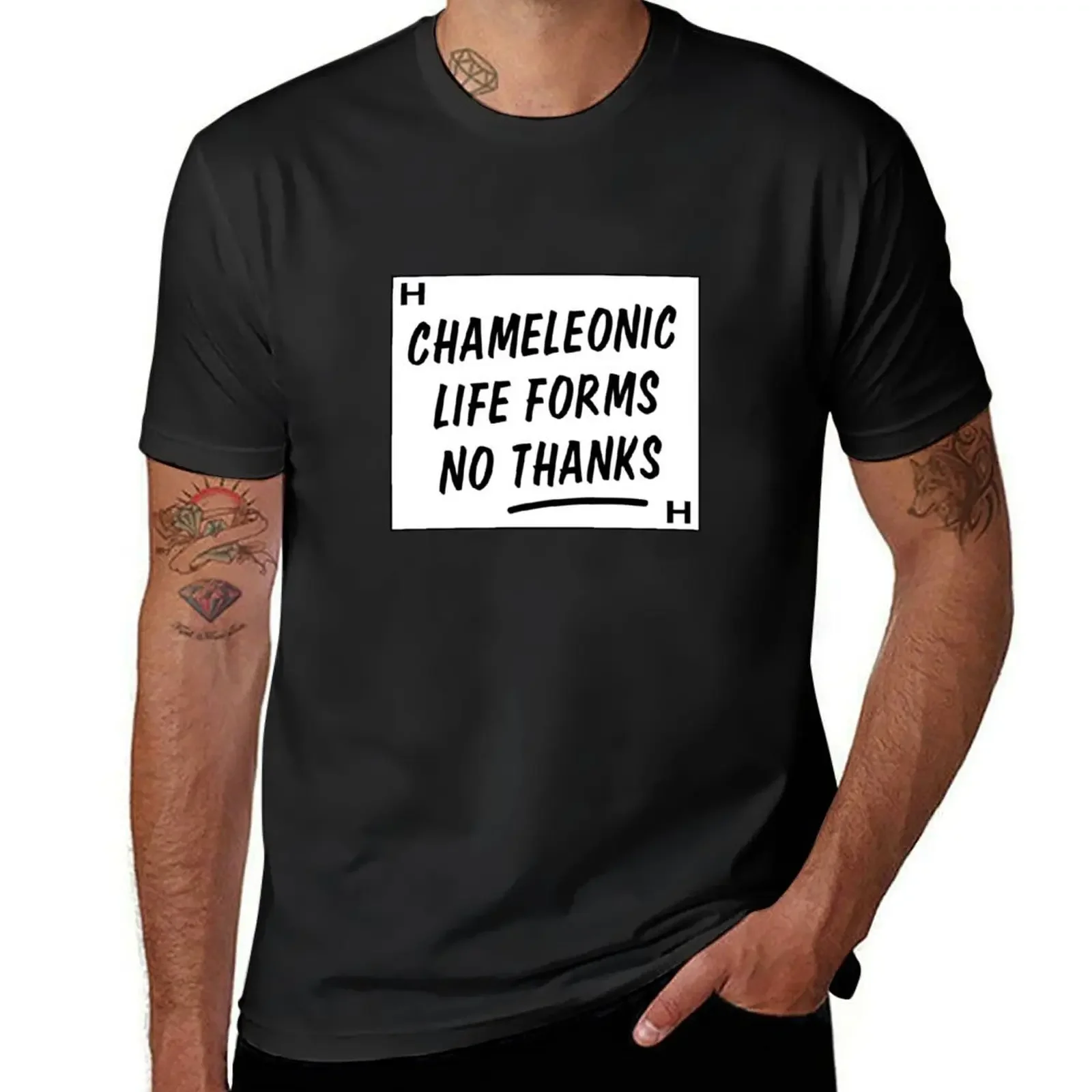 Chameleonic Life forms NO THANKS! T-Shirt korean fashion customs vintage clothes animal prinfor boys mens clothing