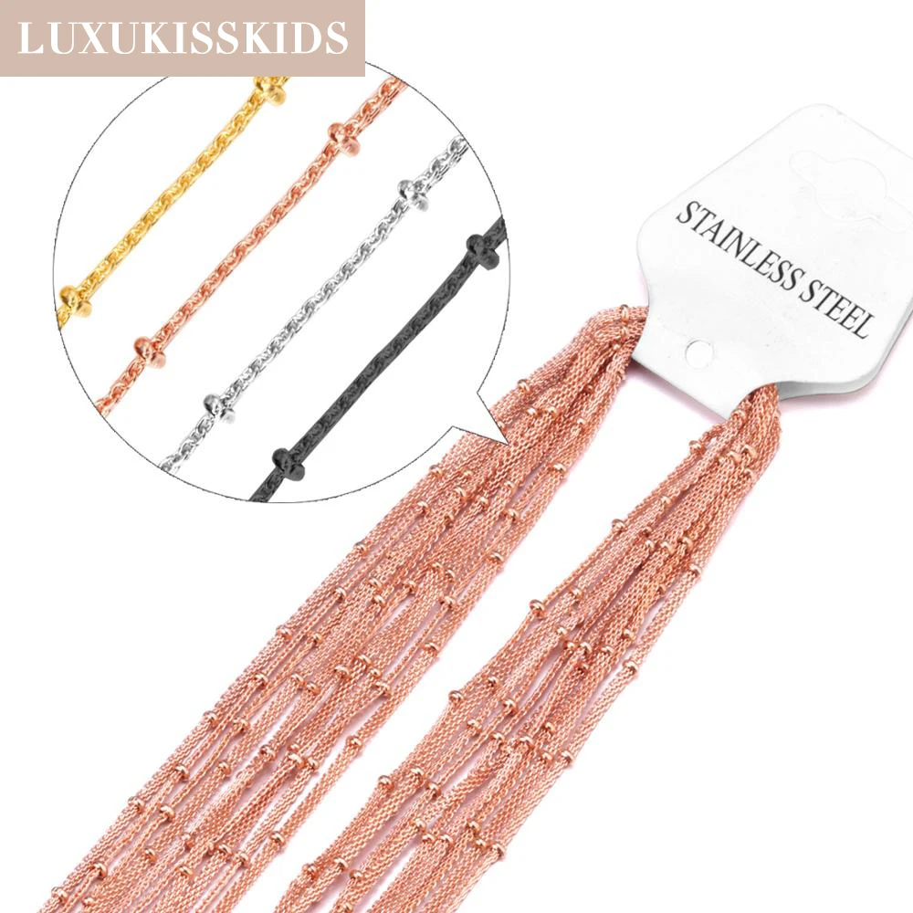 LUXUKISSKIDS Gothic New Chains Net Rope With Beads Chain Wholesale Stainless Steel Fashion Jewelry DIY Necklace Bulk 10pcs/Sale