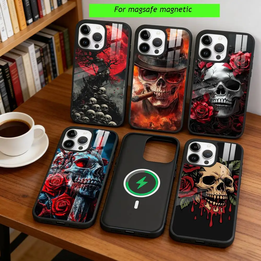 

death's-head Phone Case For iPhone17,16,15,14,13,12,11 Plus,Pro Magnetic with Magsafe Wireless Charging