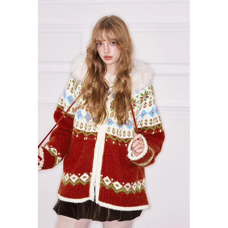 ELFSACK Luźny kardigan damski z kapturem i podwójnym zamkiem błyskawicznym