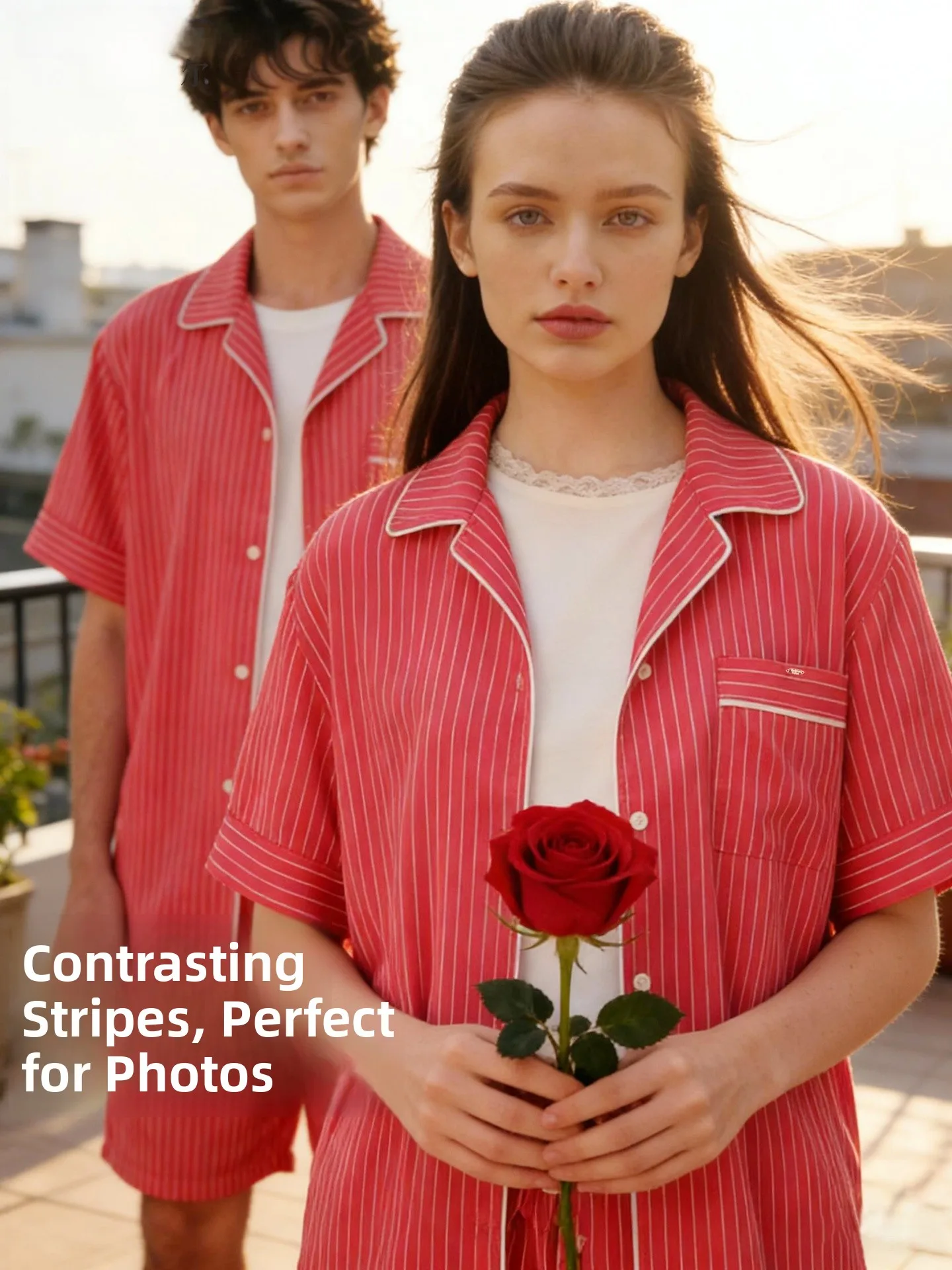 

Повседневная домашняя одежда Gainreel для пар: полосатая, дышащая, влагоотводящая, комфортная верхняя одежда из мягкой полиэстеровой смеси