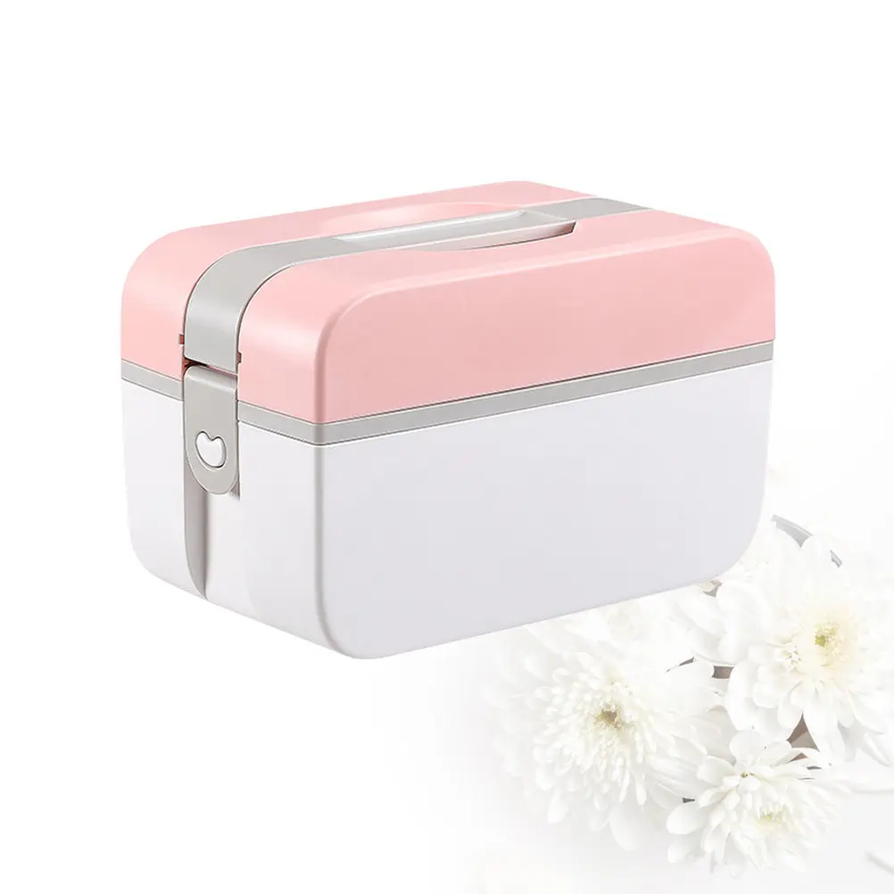 Pink L Size Sturdy Eco-Friendly Plastic First Aid Kit Case for Home Office School Outdoor Emergency Medicine Storage
