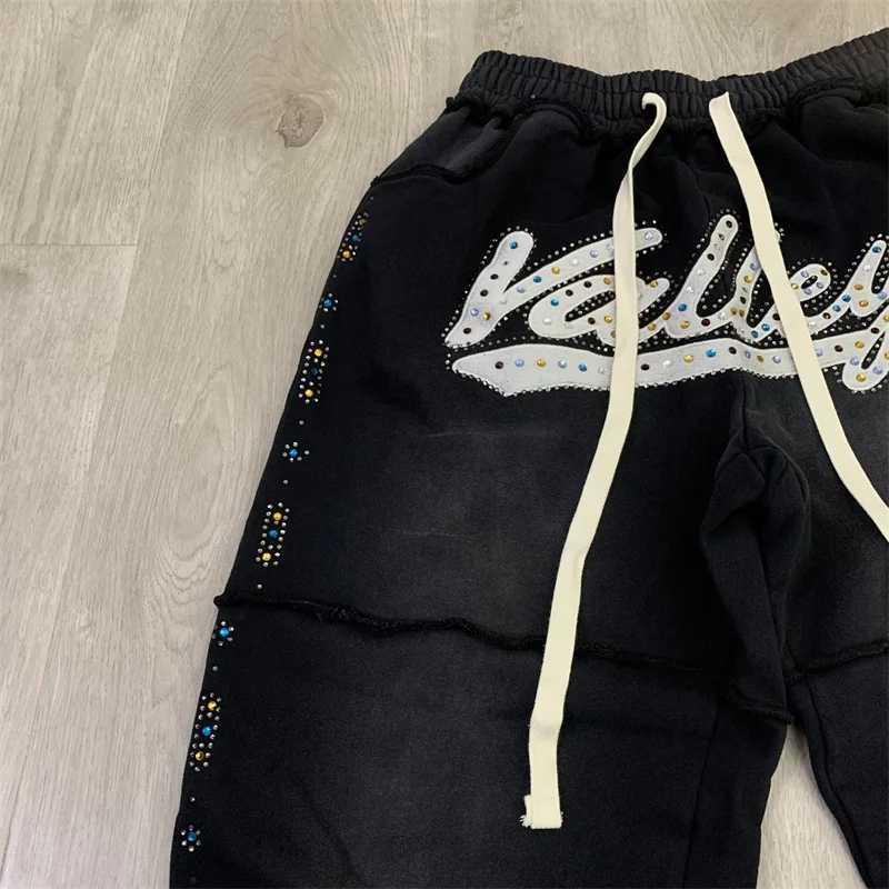Wash Brown VALLEY Drawstring Sweatpants Pure Cotton Hot Drill Letters Vale Oversized Pants