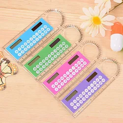 Solar Ruler Calculator with Magnifier Transparent Pocket Mini Calculator Stationery Math Toys School Electronics Calculator