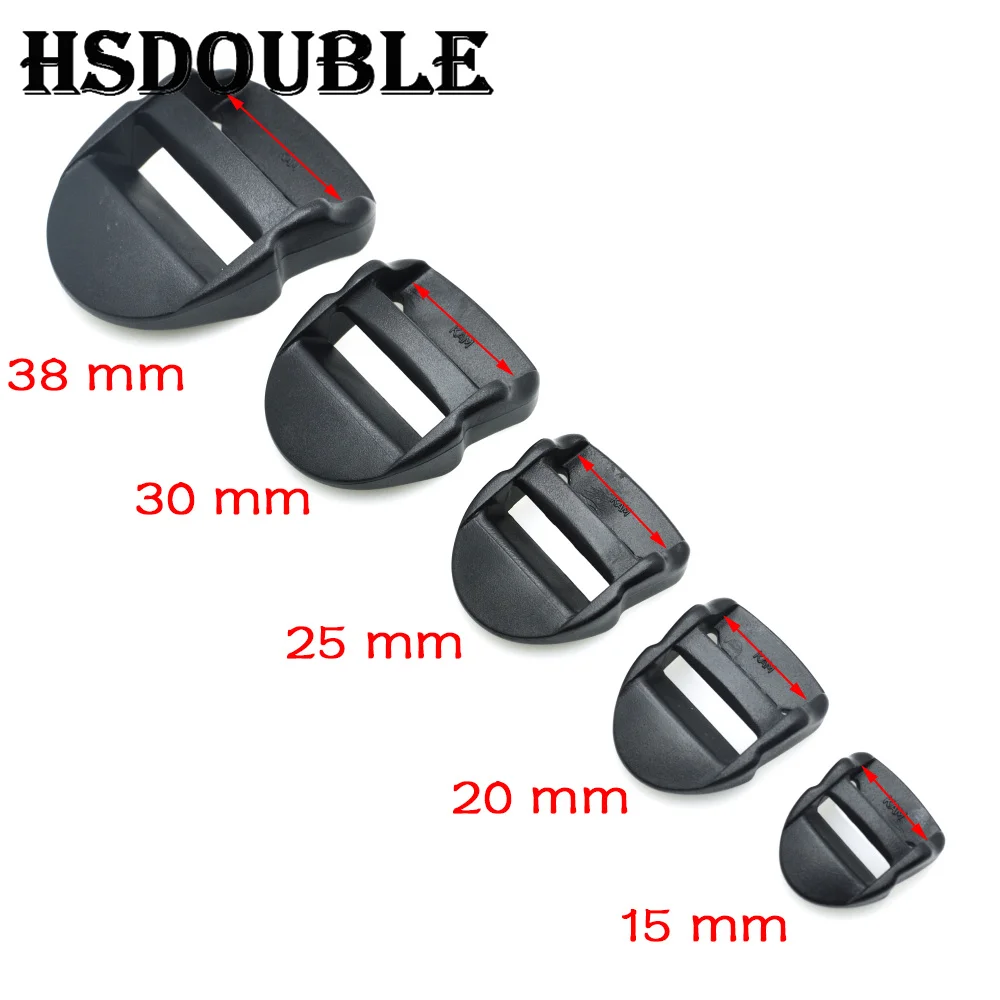 10 Pcs/Pack Ladder Lock Slider Plastic Buckles Backpack Straps Black Webbing 15-38mm