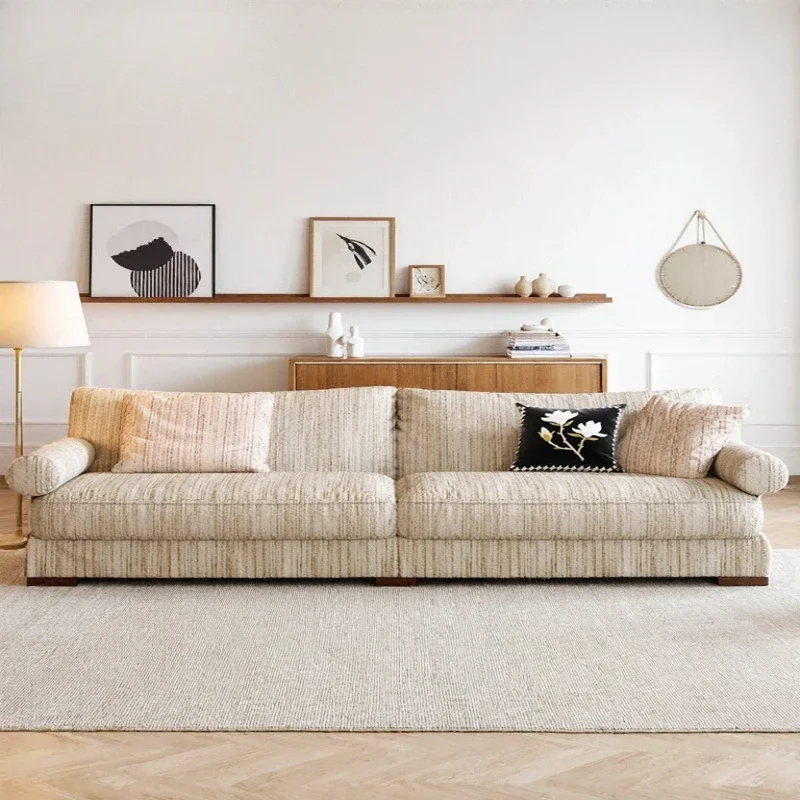 Fully dismantled and washed fabric sofa antique household straight row living room sofa
