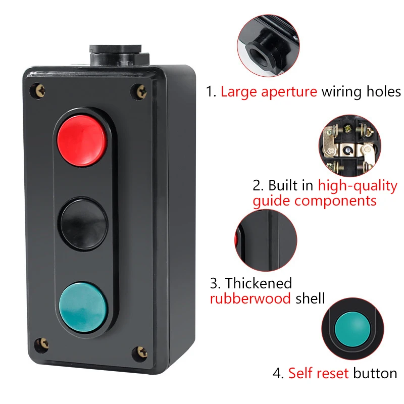 1pcs LA4-2H LA4-3H Machine Tool Start Stop Button Switch Control Button Box Spring Loaded Switch Self-resetting