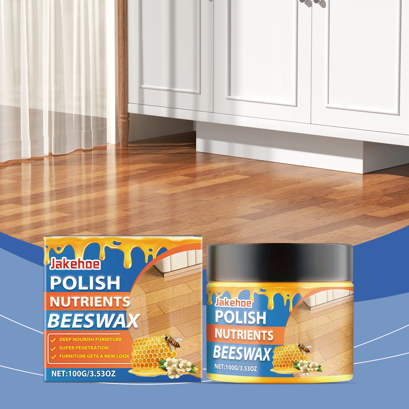 Natural Wood Seasoning Beeswax Furniture Polish, Wood Conditioner Cleaner & Restorer, Daily Wooden Surface Care