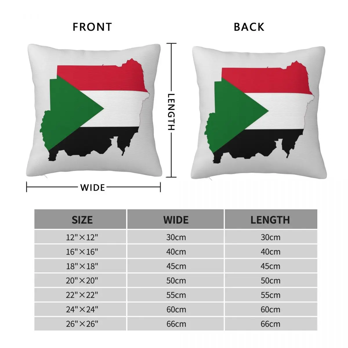 Flag Map Of Sudan Square Pillowcase Polyester Linen Velvet Pattern Zip Decorative Pillow Case Car Cushion Cover Wholesale 45x45