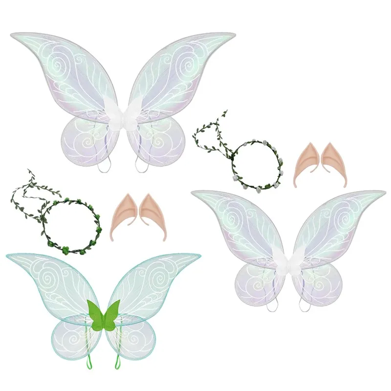 

Взрослые уши эльфа, фея, крылья для косплея, мультяшный ангел, фантазия, венок, повязка на голову, головные уборы, карнавальный костюм на Хэллоуин, аксессуары