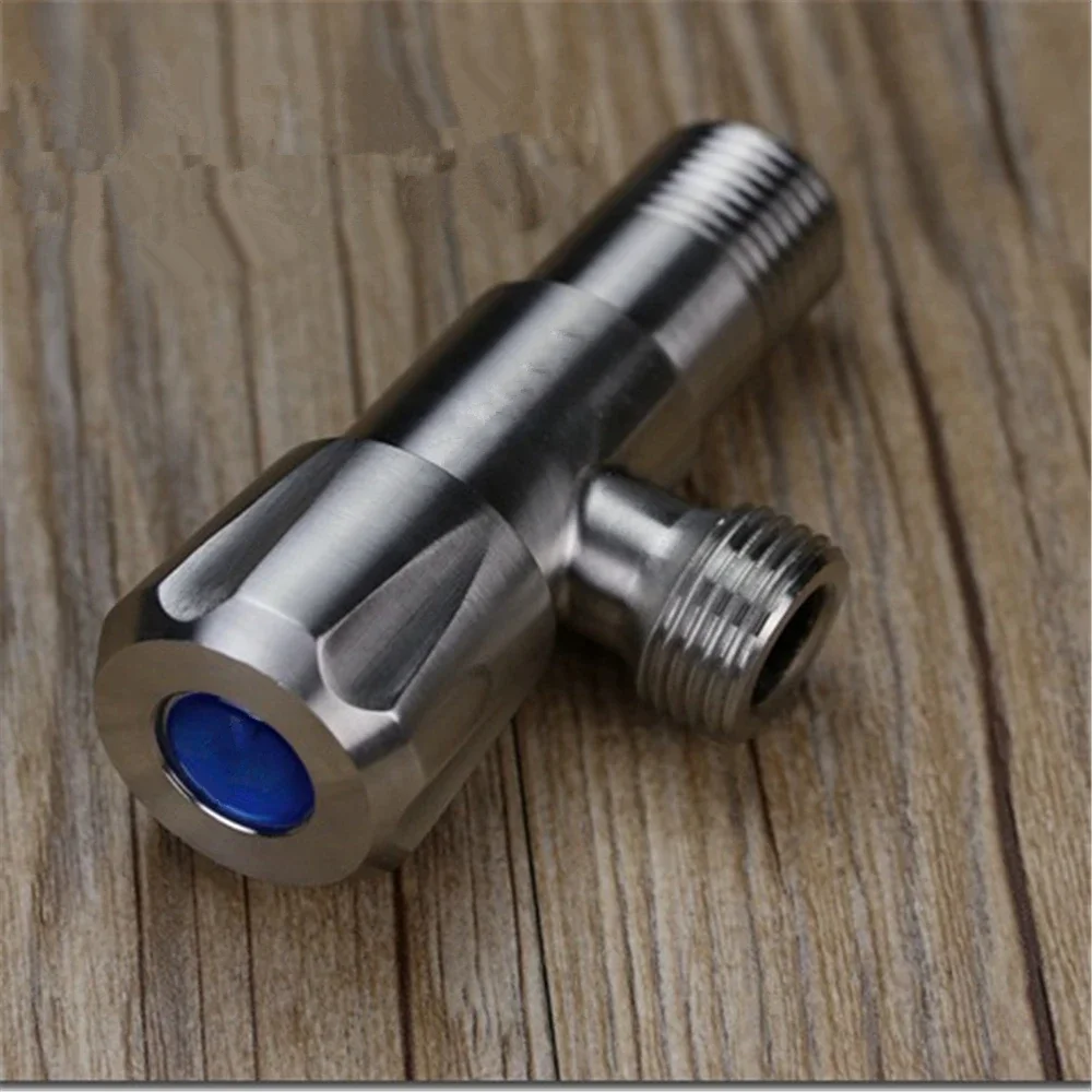 

304 Stainless Steel Cold And Hot Water Thickening Water Stop Angle Valve Kitchen Bathroom Tee Faucet All Copper Water Joint