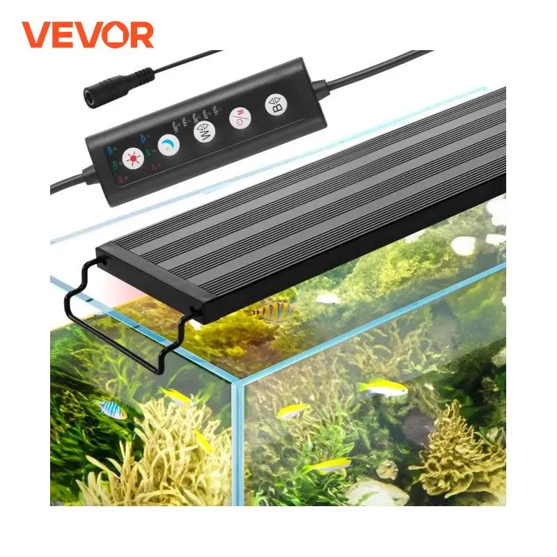 VEVOR Aquarium Light 26W Full Spectrum Fish Tank Light w/ Adjustable Brightness&Timer Power-Off Memory for Freshwater Fish Tank