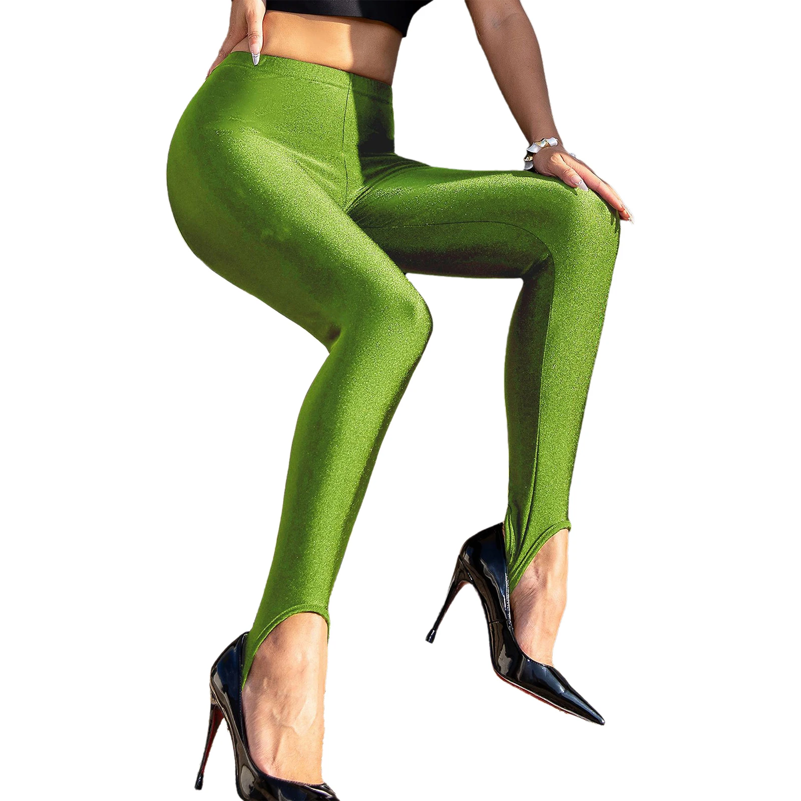 المرأة متلألئ الركاب السراويل السراويل الطويلة مرونة عالية الخصر نحيل الجوارب طماق السراويل اليوغا ملابس رياضية لامعة كلوبوير