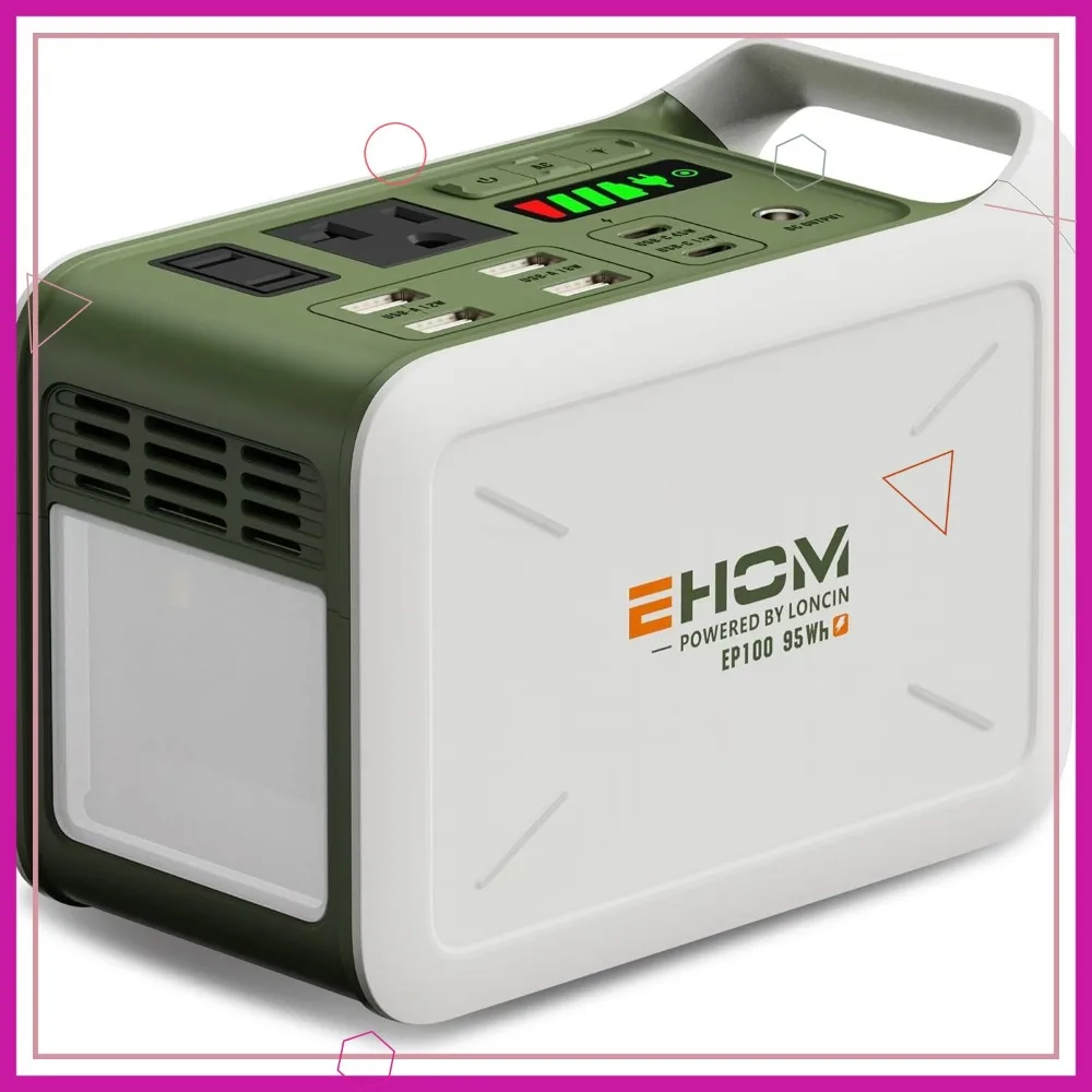 

Portable Power Station 95Wh, 100W Peak, Solar Generator with AC/USB/Car Outlets for Camping Home Emergency