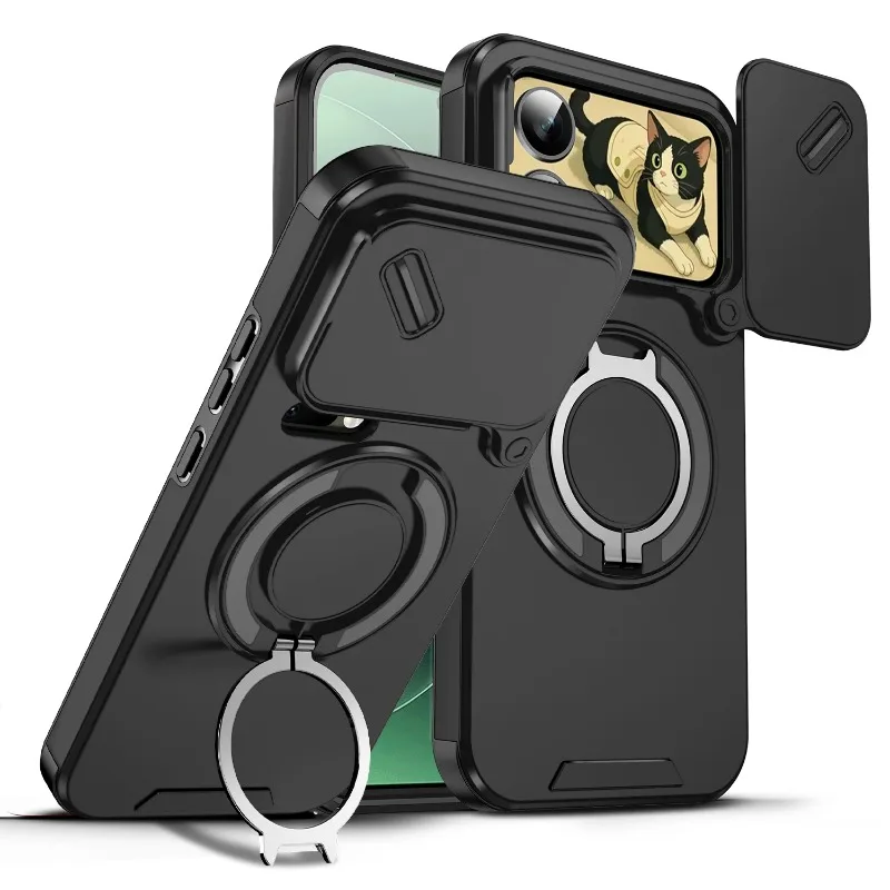 360° Rotating Ring Case Kickstand Camera Slider Hard Matte S