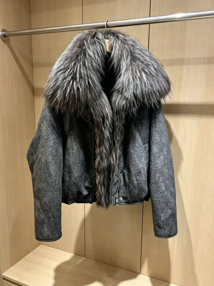 OFTBUY Thick Warm Puffer Coat Women Large Real Natural Raccoon Fur Clothing New 90% White Duck Down Jacket Fashion Female Parkas