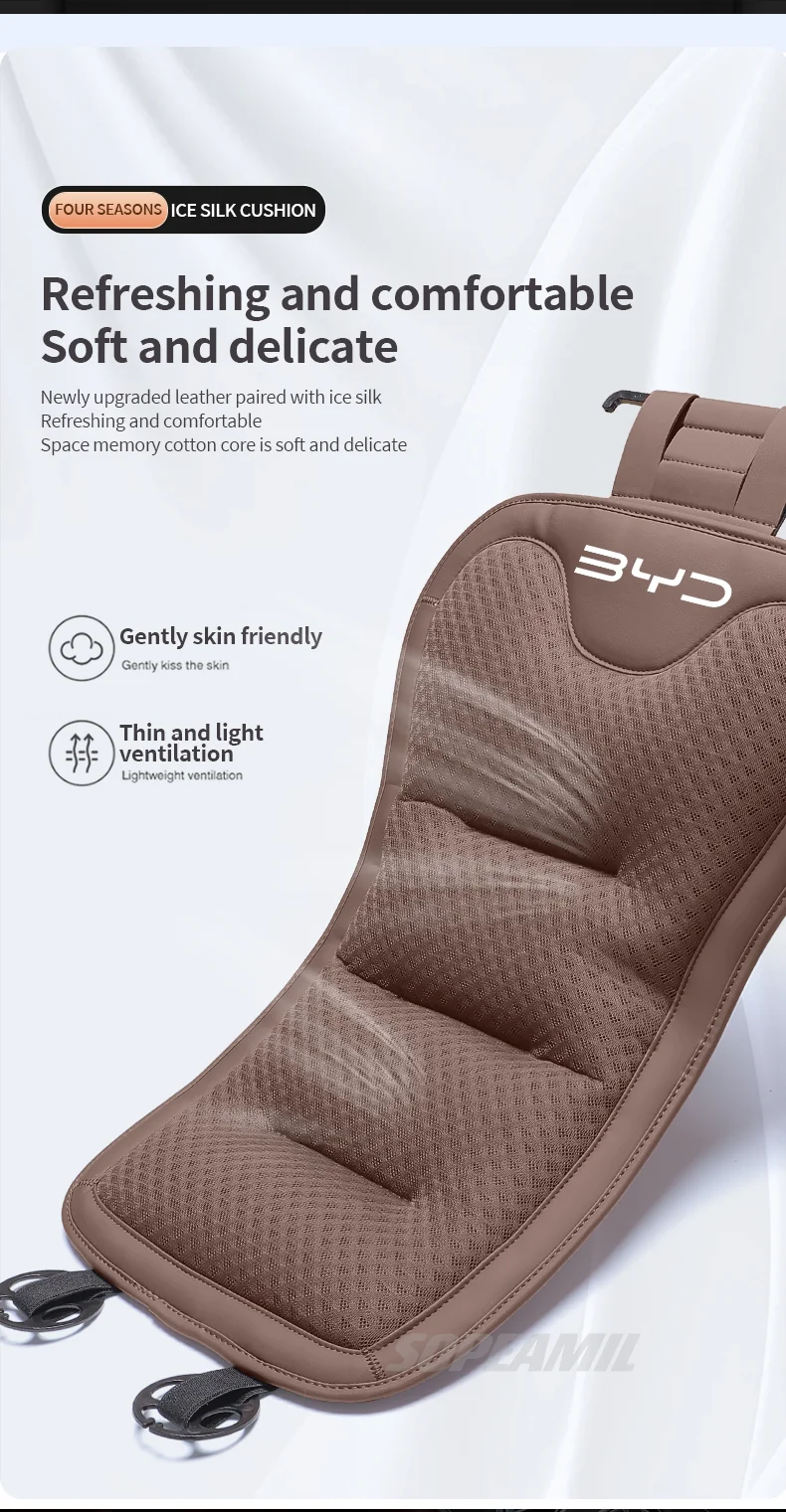Atmungsaktiver Autositzbezug aus Eisseide, Sitzschutzauflage für BYD Ato 3, Fafengtang F3, E6, Yuan Song Plus EV, F0, Qinhan, Dolphin S6 – Detail 4