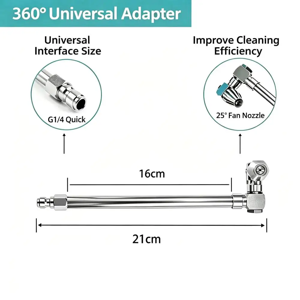360-Grad-Doppelgelenk-Verlängerungsstab 21/40cm aus Messing und Stahl, Hochdruck-Sprühpistole für Klimaanlagen- und Autoreinigung – Detail 8