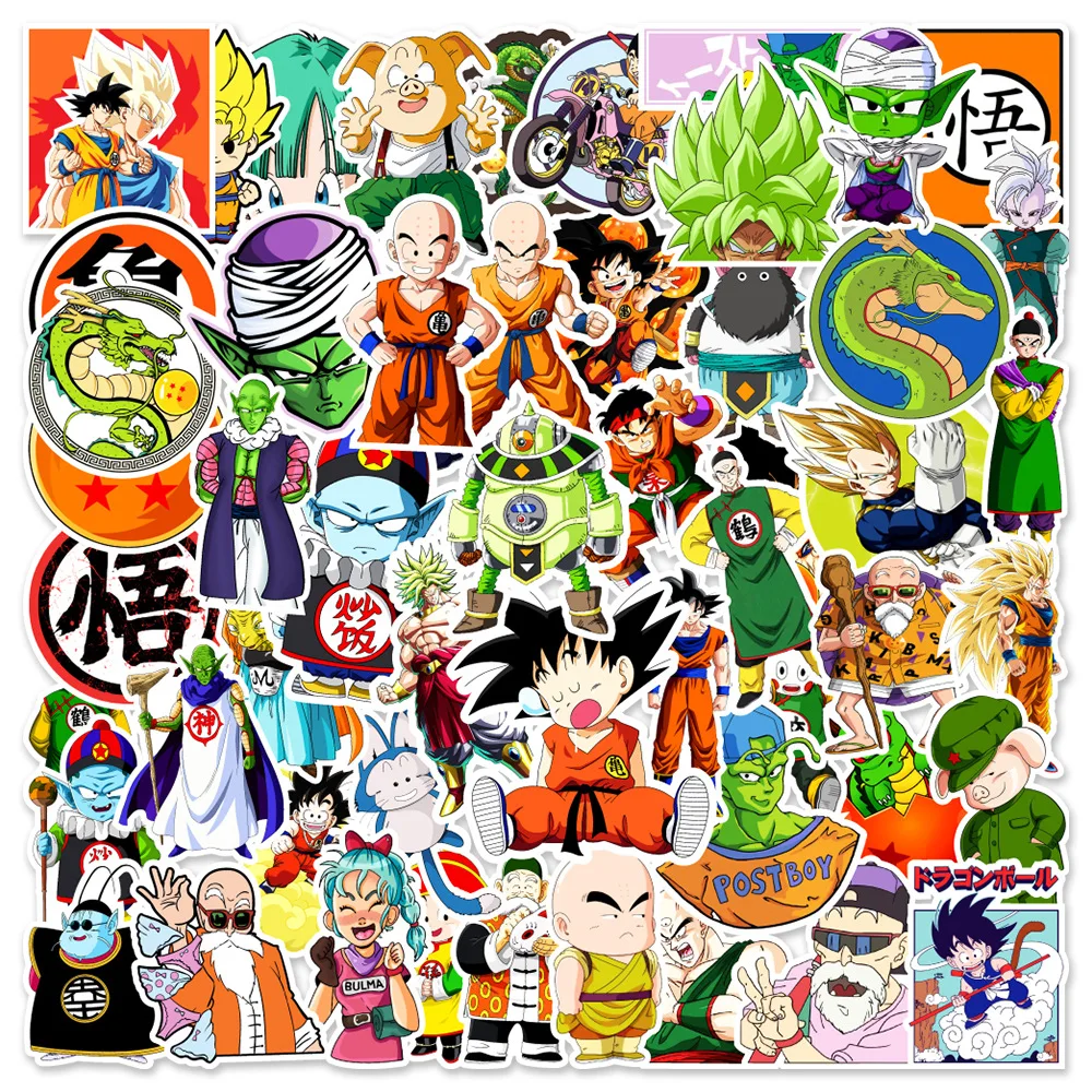 50pcs Anime Dragon Ball GOku Notebook Skateboard Suitcase Water Cup Car Sticker