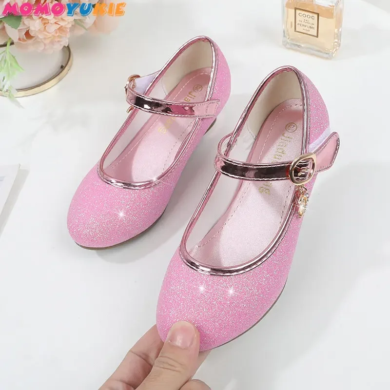 

New Trend Spring Summer Girls Sandals Rhinestone Glitter Bowknot High-heeled Princess Shoes Wedding Party Dress Sandals For Kids
