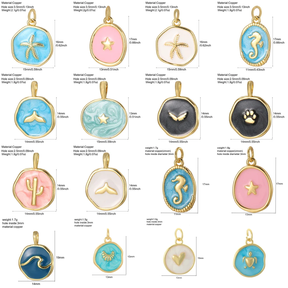 Classic Charms For Jewelry Making Supplies Marine Organisms Gold Color Dijes Diy Earring Necklace Bracelet Accessories