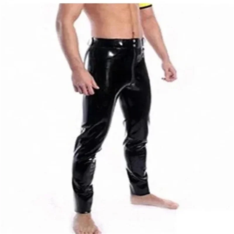 

Handmade Black Latex Man Pants with Front Zipper Gummi 0.4mm Rubber Jeans Customize Plus Size