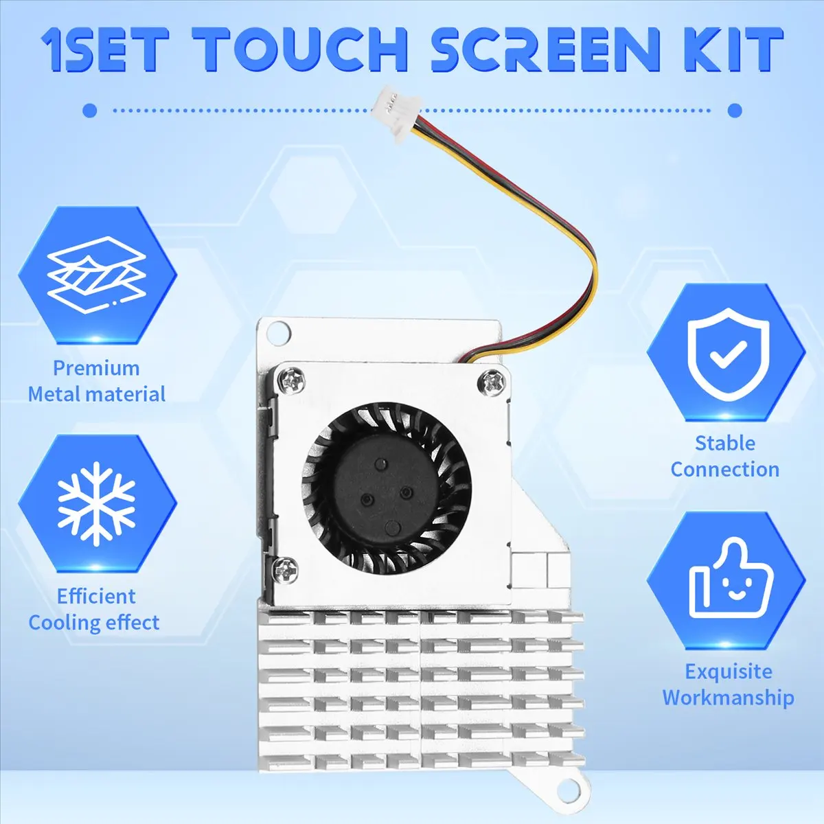 AC※▼●2393-3.5 Inch Touch Screen for 5, with Metal Case and Active Cooler Silver Radiator