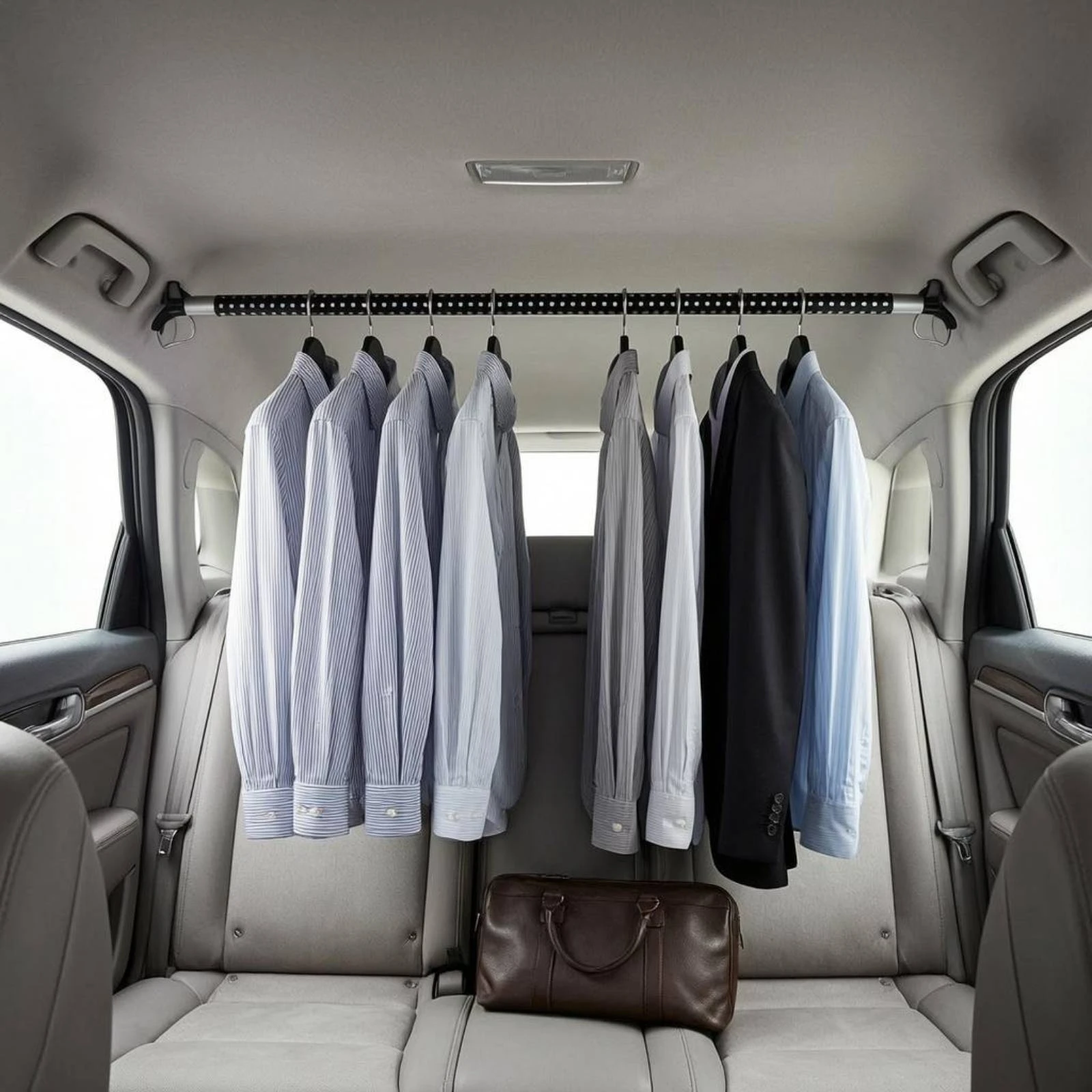 Telescopic Car Clothes Hanger Rod Metal Car Clothes Hanger Bar Telescopic Garment Rack Perforated Heavy Duty