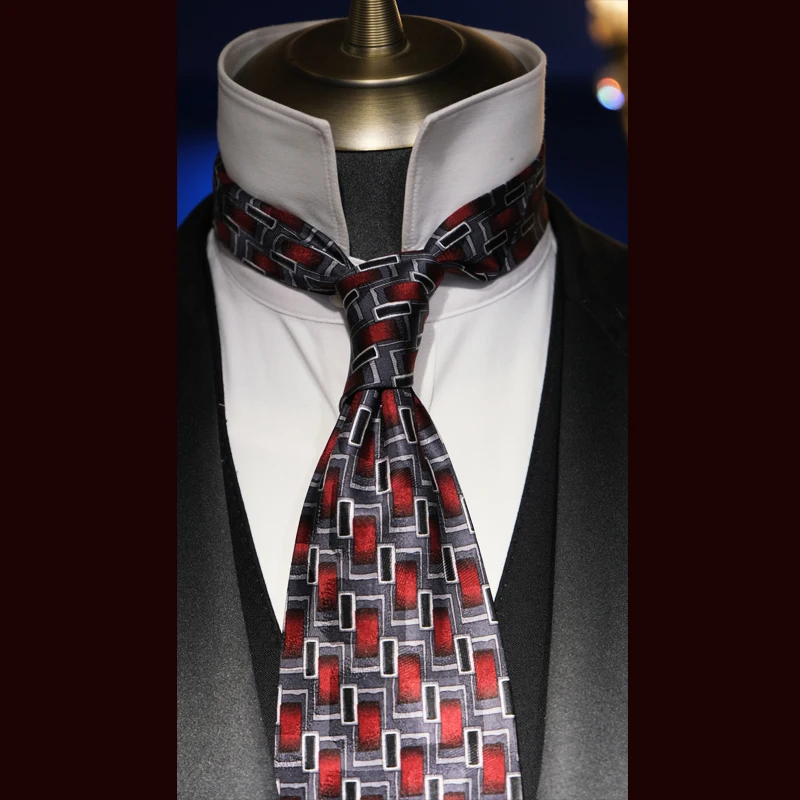 red-geometric-pattern-silk-tie-busin-casual-wedding-om's-tie-00-silk-square-id-design-bow-tie