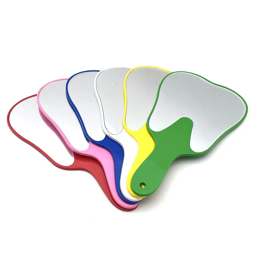 PVC Unbreakable Hand Mirror With Handle Tooth Shape Mirrors Dental Mouth Examination Makeup Mirror Dentistry Accessories Gift