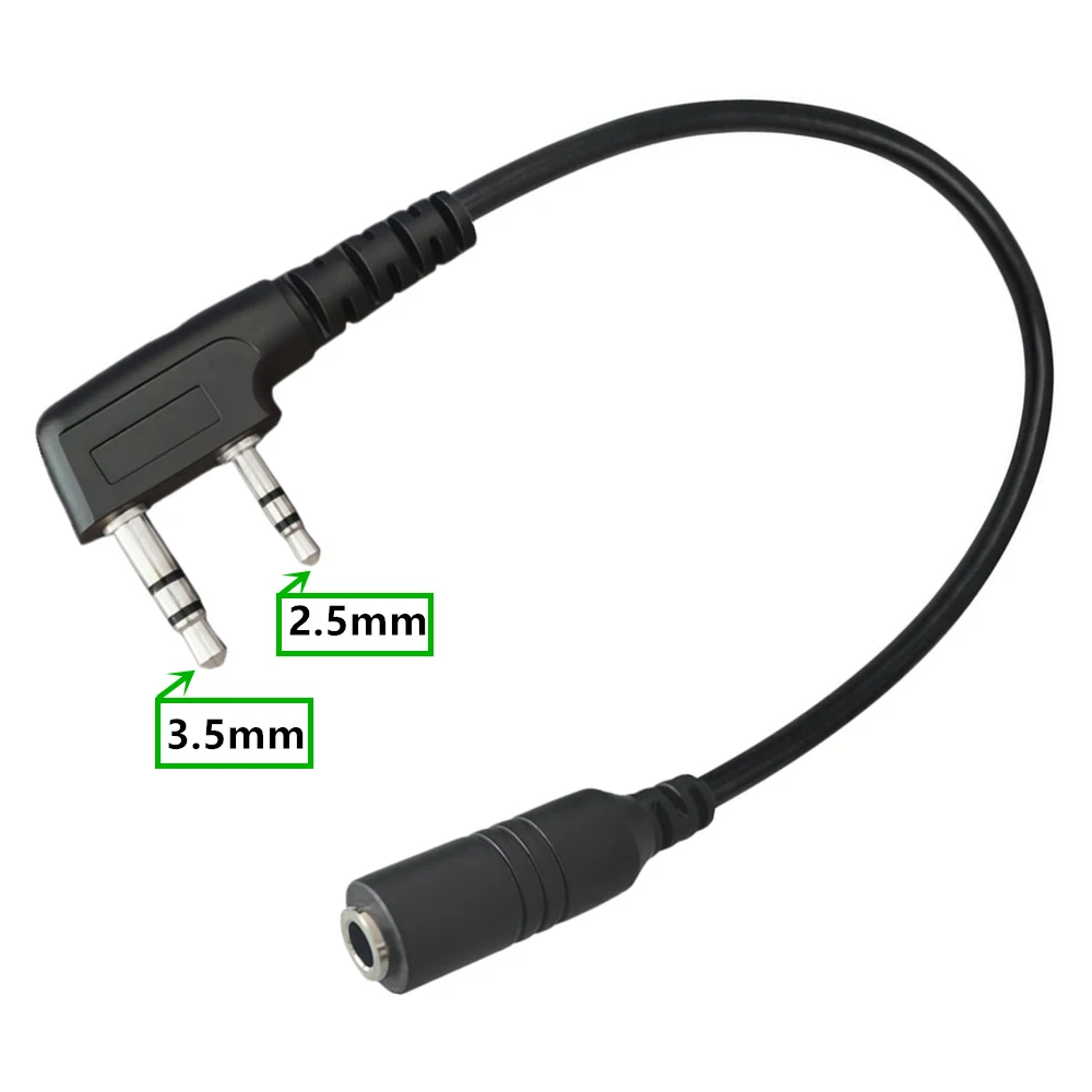 Adapter kabla słuchawkowego do walkie-talkie, adapter słuchawki 2-pin na 3,5 mm do UV-5R UV-82 BF-888S UV-17R UV-K5 UV-K6 GMRS-5R GM-15PRO