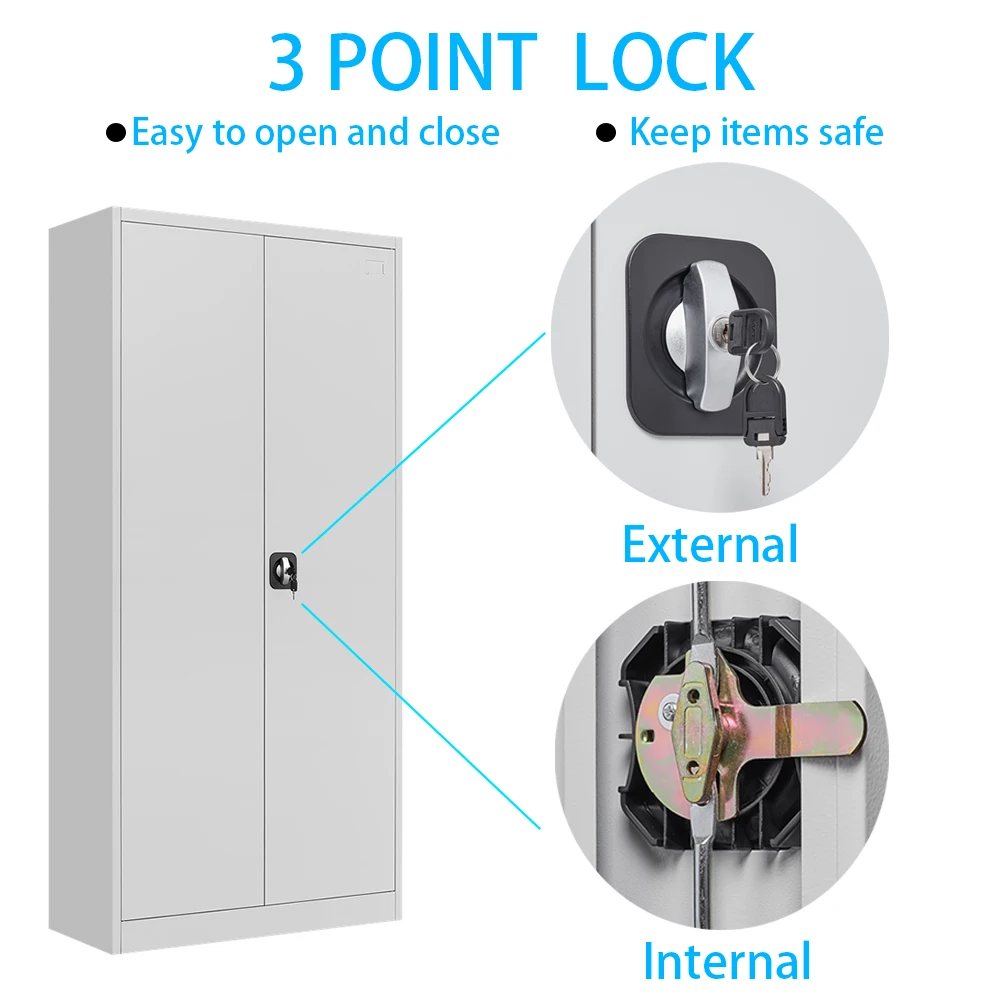 خزانة معدنية لخزانة الملابس الفولاذية، خزانة موظف شديدة التحمل مع قضيب معلق، خزانة خزانة ملابس قابلة للقفل #5