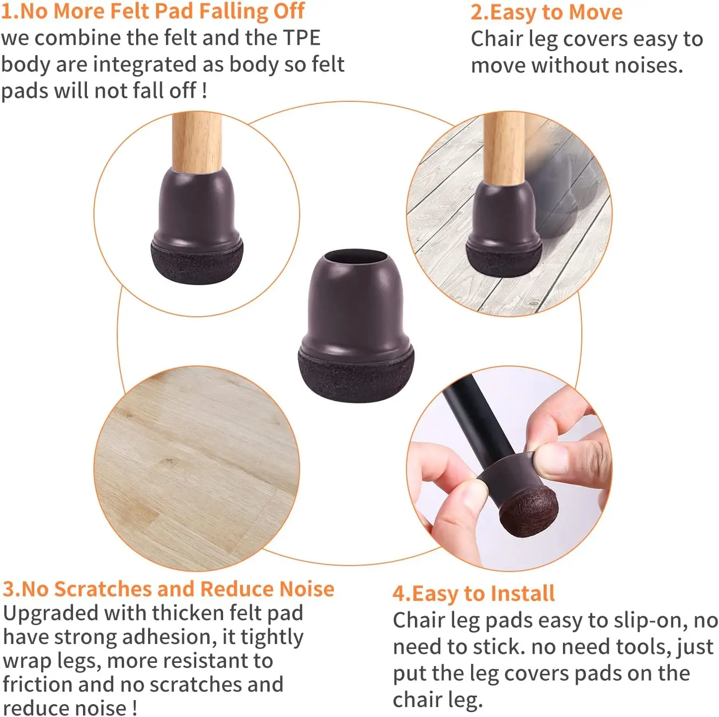8PCS Extra Small Silicone Chair Leg Protectors Thicken Chair Leg Covers Non Slip Furniture Leg Pads to Protect Hardwood Floors