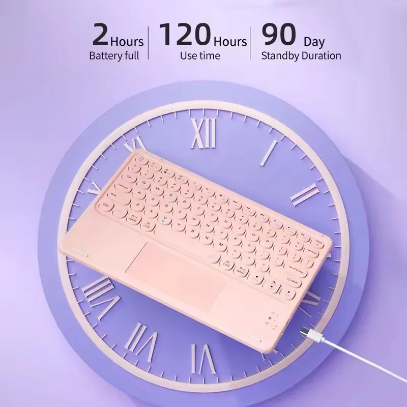 لوحة مفاتيح بلوتوث لاسلكية مع لوحة لمس لجهاز iPad 11th 2025 11 بوصة A16 Air 13 11 M3 Pro IOS Android Windows Tablet Keyboard