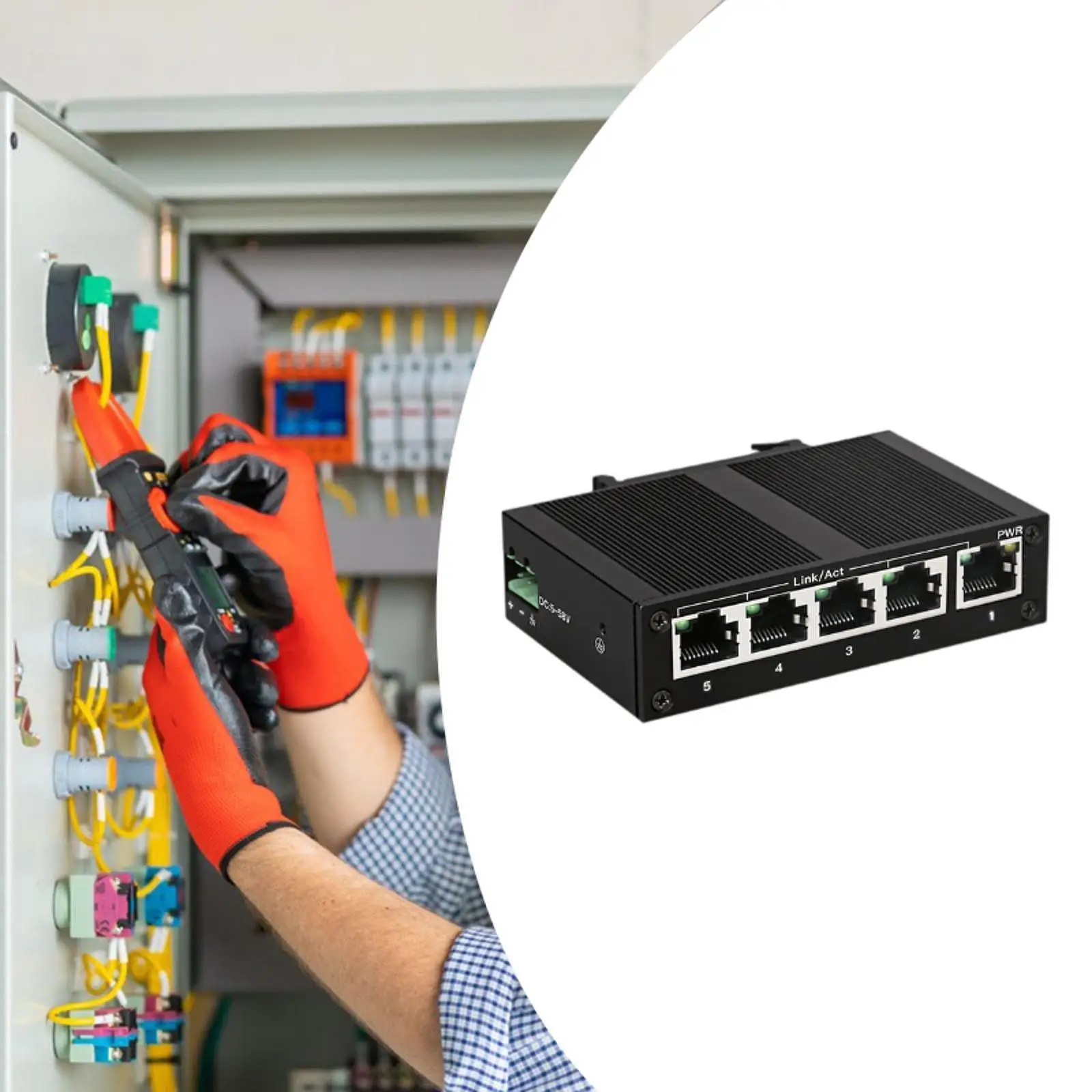 

Ethernet Switch 10/100Mbps Professional Plug and Play Din Rail Mount High Performance Ethernet Hub Unmanaged Network Switch