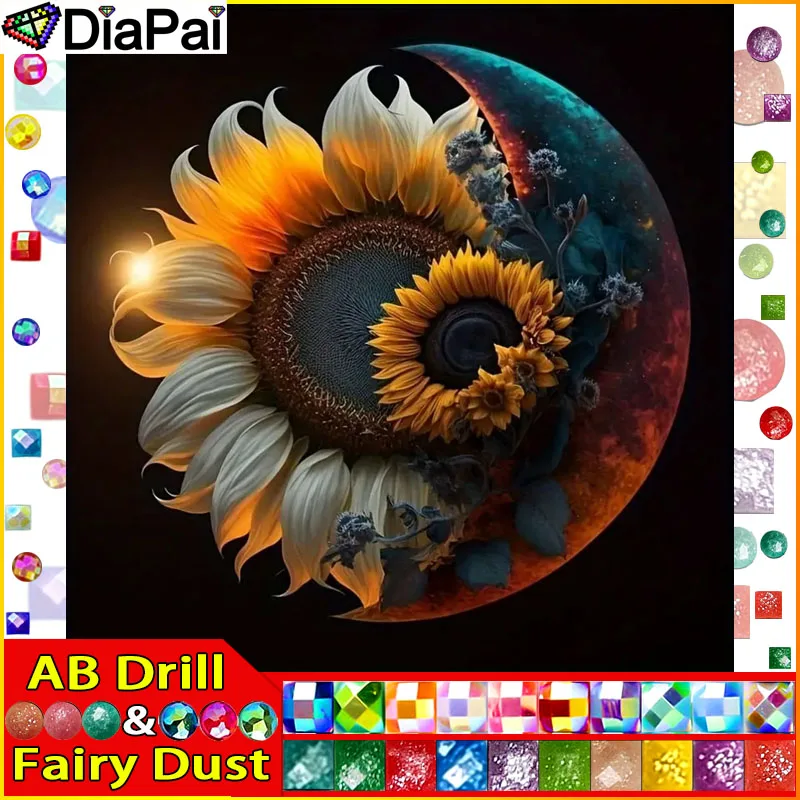 

DiaPai Fairy Dust AB Full Drill Diamond Painting " Sunflower Moon" DIY Picture Of Rhinestone 5D Diamond Embroidery Decor