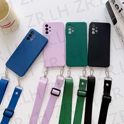 Crossbody Lanyard Necklace Soft Silicone Case For Xiaomi Redmi  Note10 12 9 8 7 Pro 11s  Mi 13 11 Lite 5G Cord Strap Chain Cover