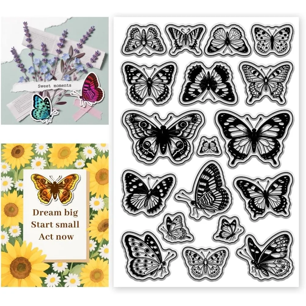 Verschiedene Schmetterlinge, transparente Stempel, realistische Schmetterlingsstempel, transparente Stempel für DIY-Scrapbooking und Karten