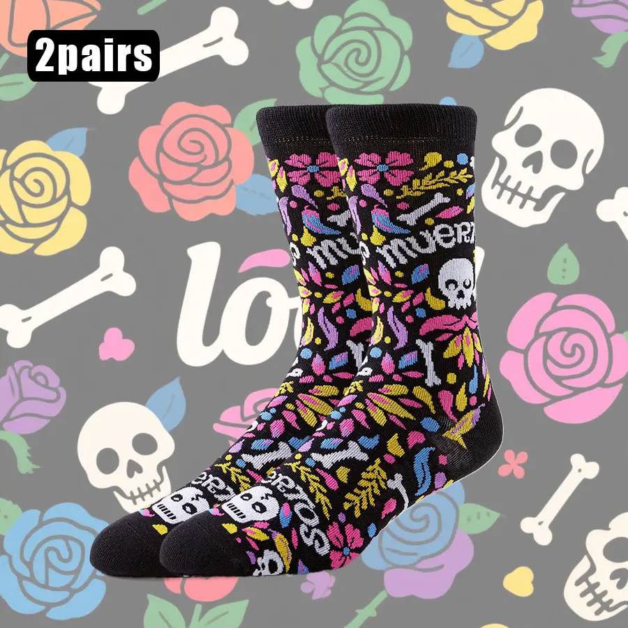 

2Pairs Unisex Funny Sport Socks Street Style Designer Hip Hop Novelty Happy Socks Basketball Skateboard Athletic