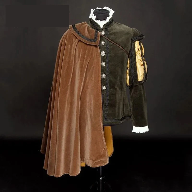 زي تيودور إليزابيث للرجال زي تيودور كينغز هنري الثامن مع سترة كيب تيودور عصر النهضة