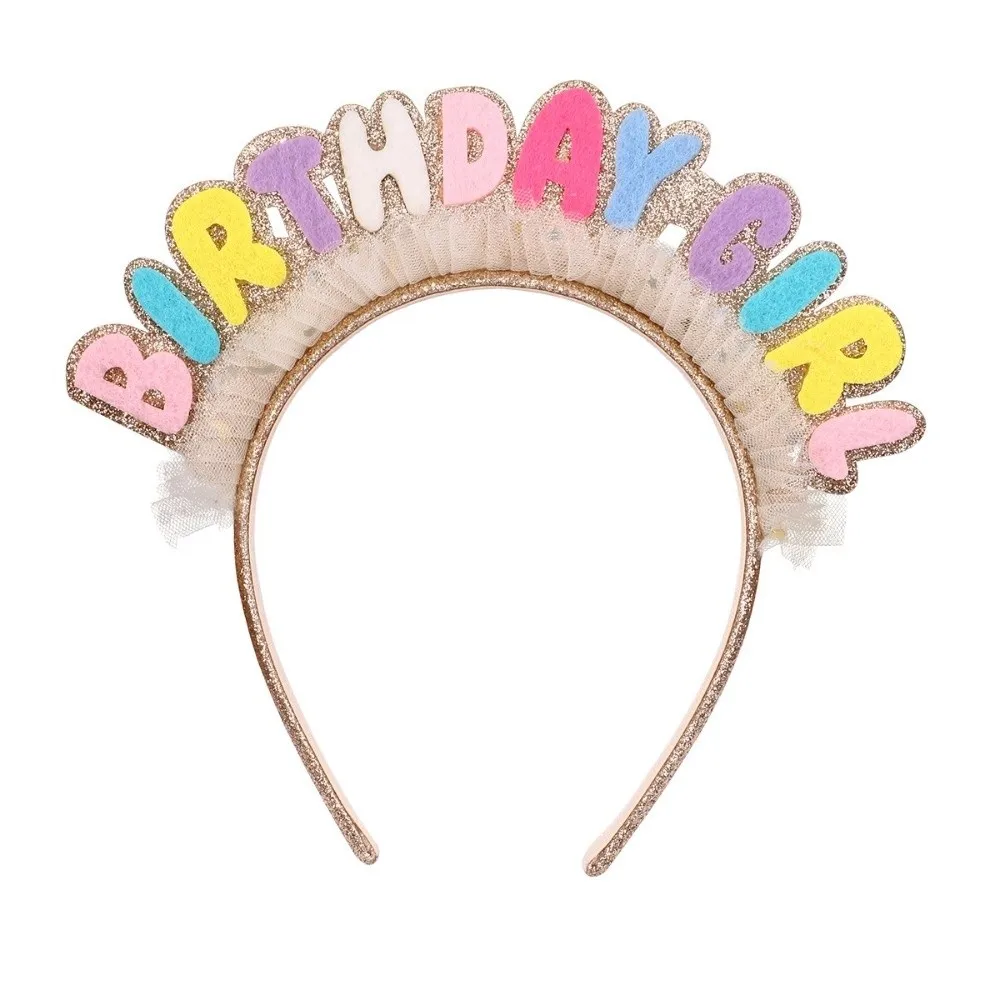 New Cartoon Birthday Headband Creative Lace Birthday Headwear Hair Accessories Women Hair Hoop Birthday Props